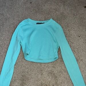 Blue long sleeve crop top